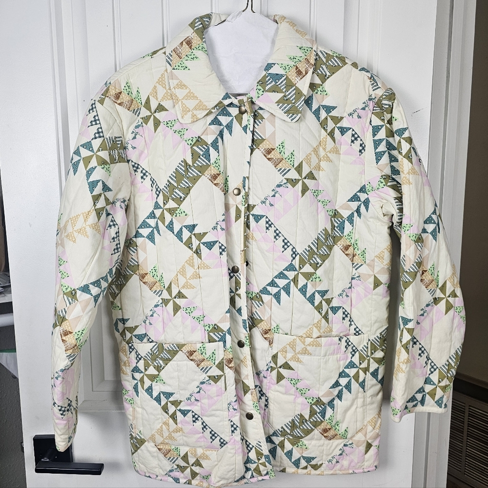 Universal Thread Multicolor Patchwork Quilted Jac… - image 2